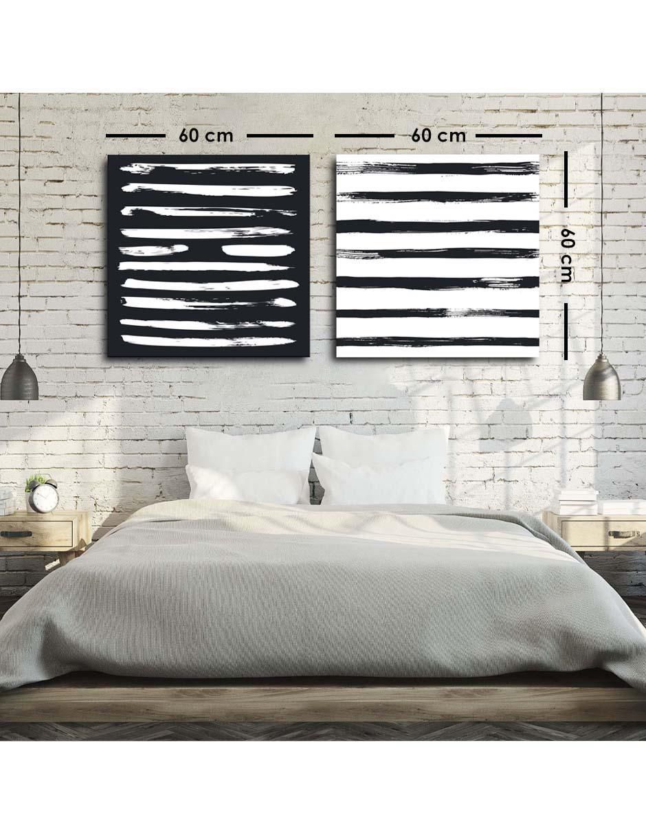 Cuadro decorativo set de líneas horizontales modernas con barniz a registro 5