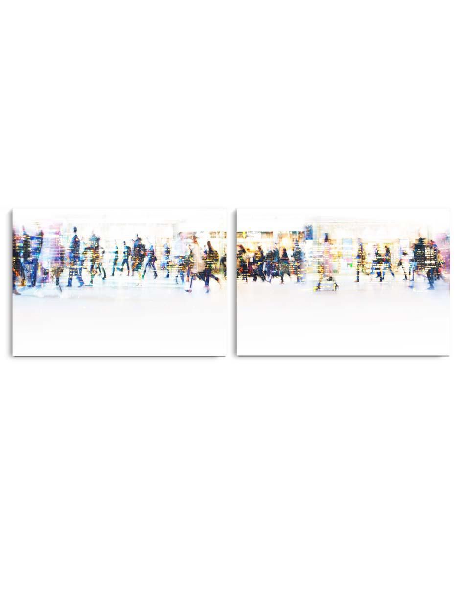 Cuadro decorativo set de paisaje de multitud con barniz a registro Cuadro decorativo set de paisaje de multitud con barniz a registro