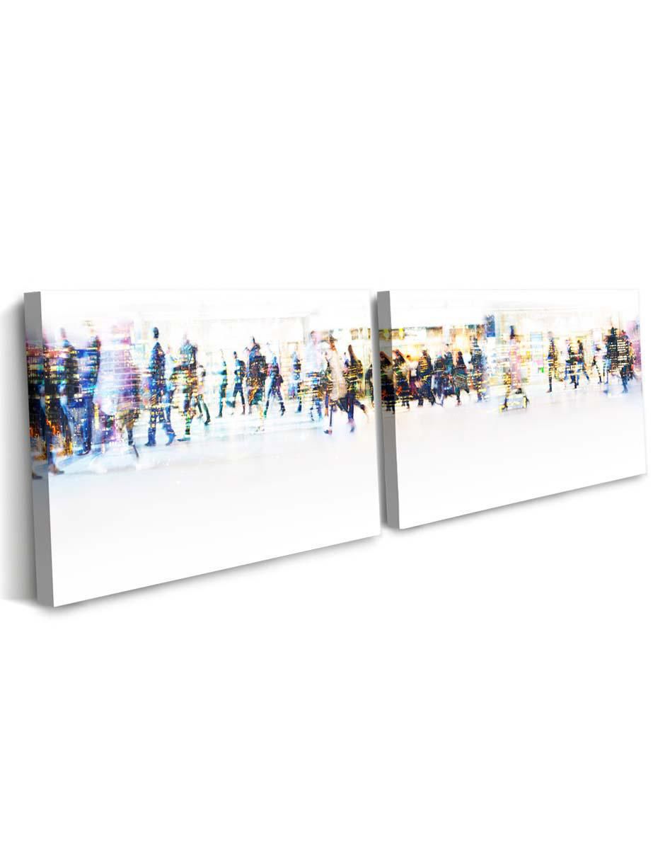 Cuadro decorativo set de paisaje de multitud con barniz a registro 2