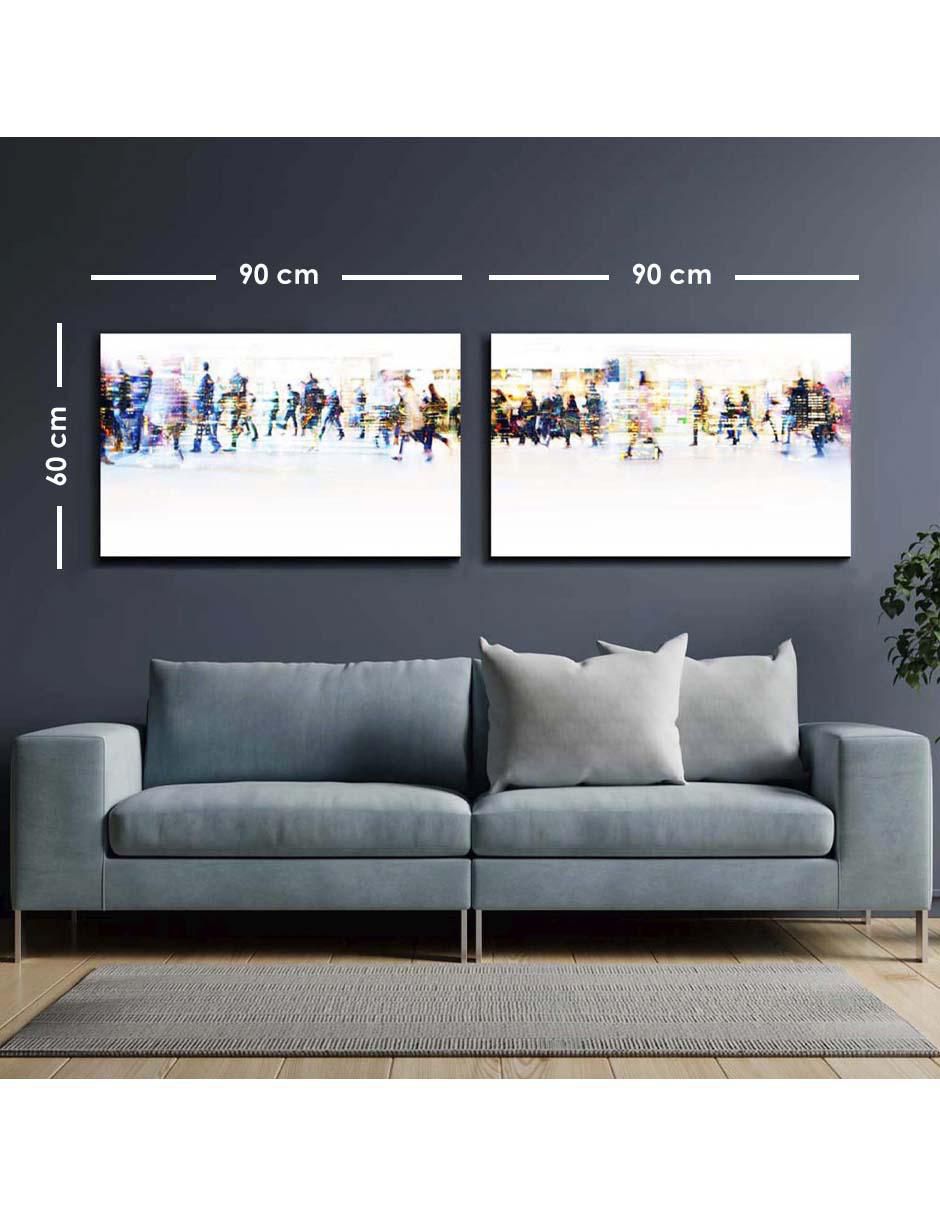 Cuadro decorativo set de paisaje de multitud con barniz a registro 5