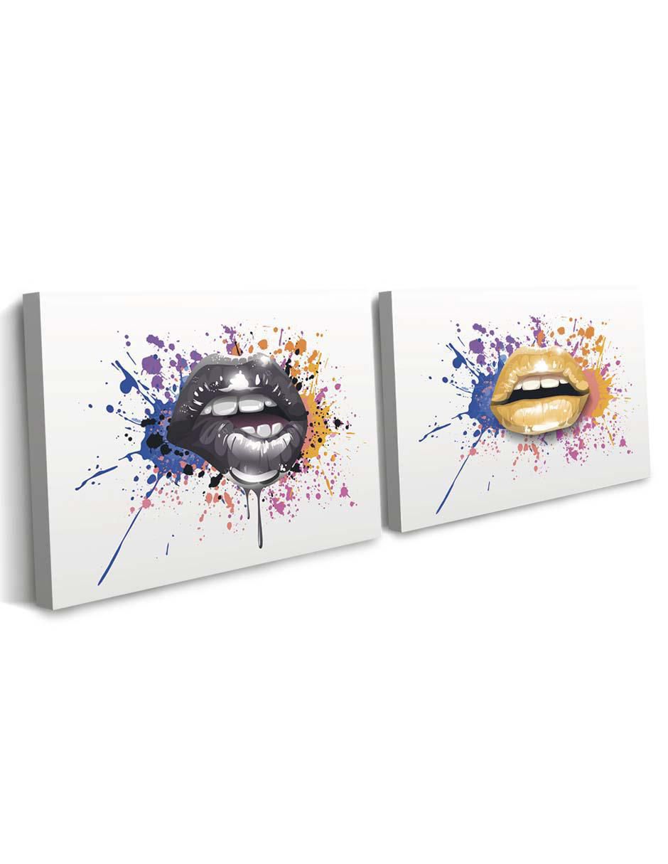 Cuadro decorativo set de labios sutiles en splash con barniz a registro 2