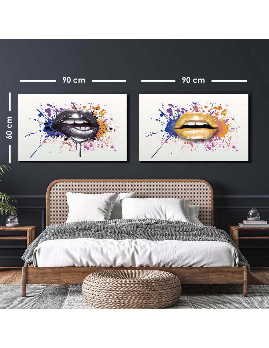 Cuadro decorativo set de labios sutiles en splash con barniz a registro 5