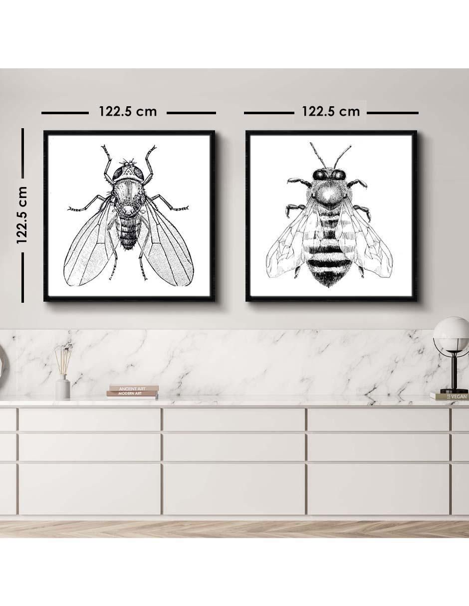 Cuadro decorativo Canvas Art Set par de insectos con barniz a registro