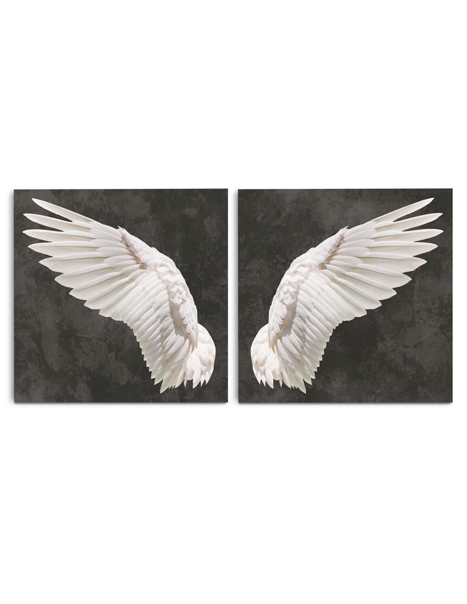 Cuadro decorativo Canvas Art Set de alas angelicales blancas con barniz a registro