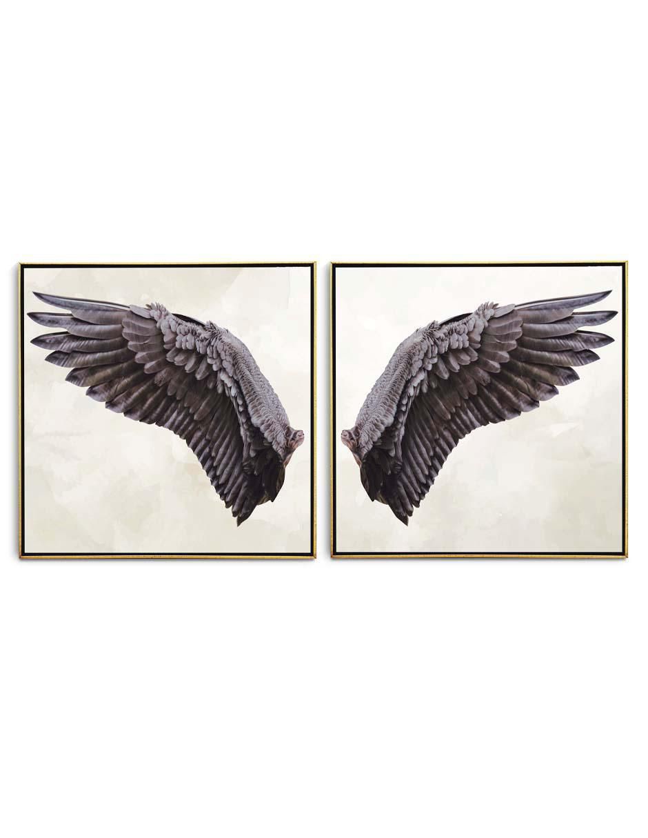 Cuadro decorativo Set de alas de ángel negras con barniz a registro