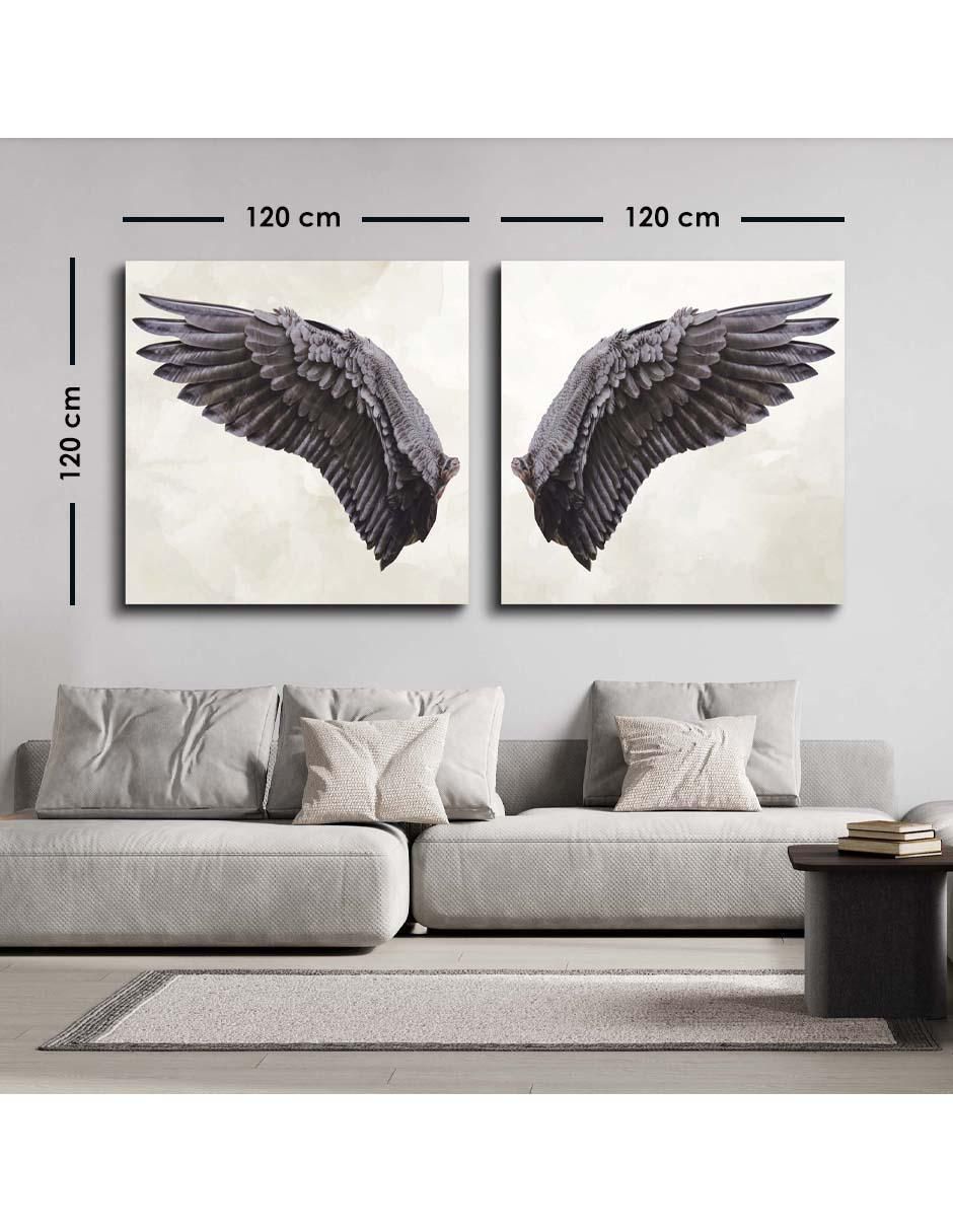 Cuadro decorativo Canvas Art Set de alas de ángel negras con barniz a registro