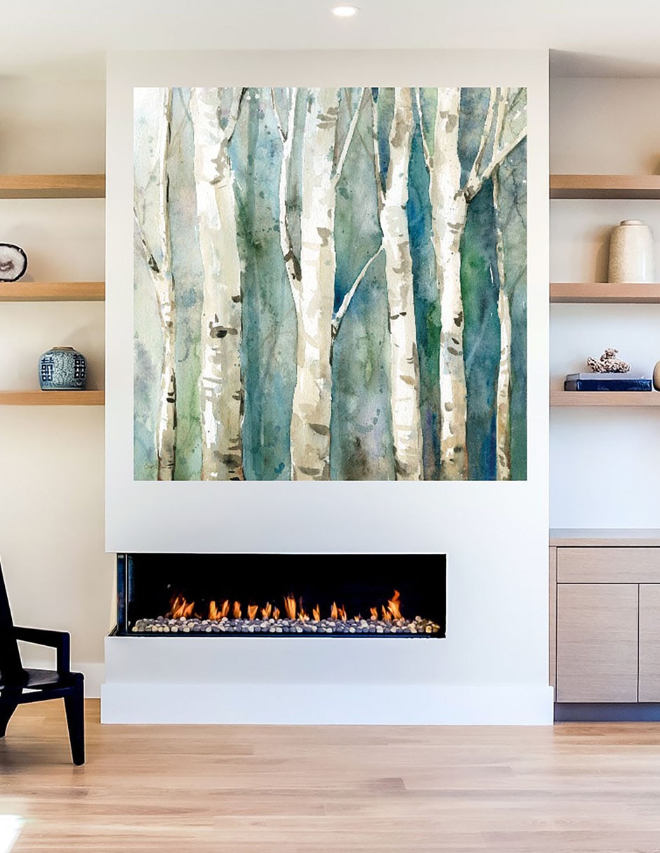 Cuadro decorativo Abedules en río II técnica mixta Bosques 6