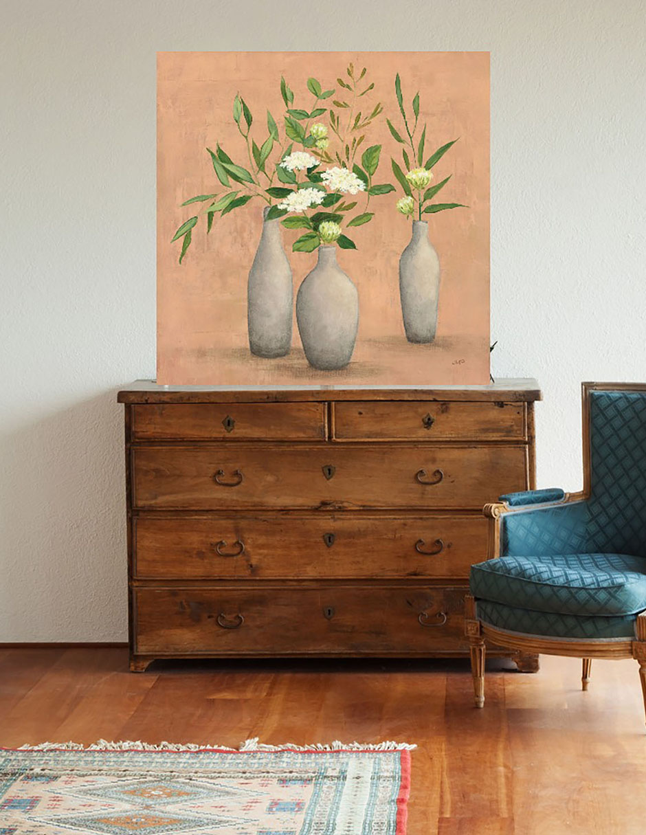 Cuadro decorativo Bouquet natural I técnica mixta Floreros 4
