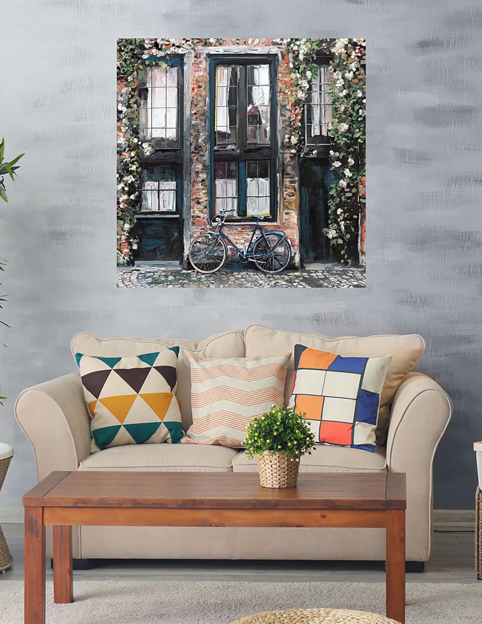 Cuadro decorativo Bicicleta técnica mixta Arreglo Floral 2