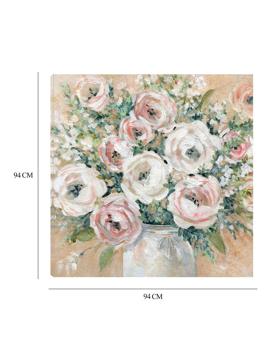 Cuadro decorativo Bonito en rosa técnica mixta Floreros 2