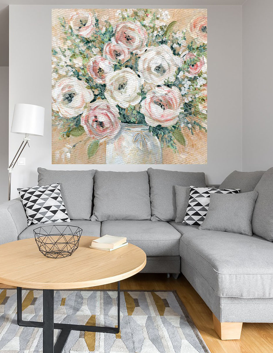 Cuadro decorativo Bonito en rosa técnica mixta Floreros 4