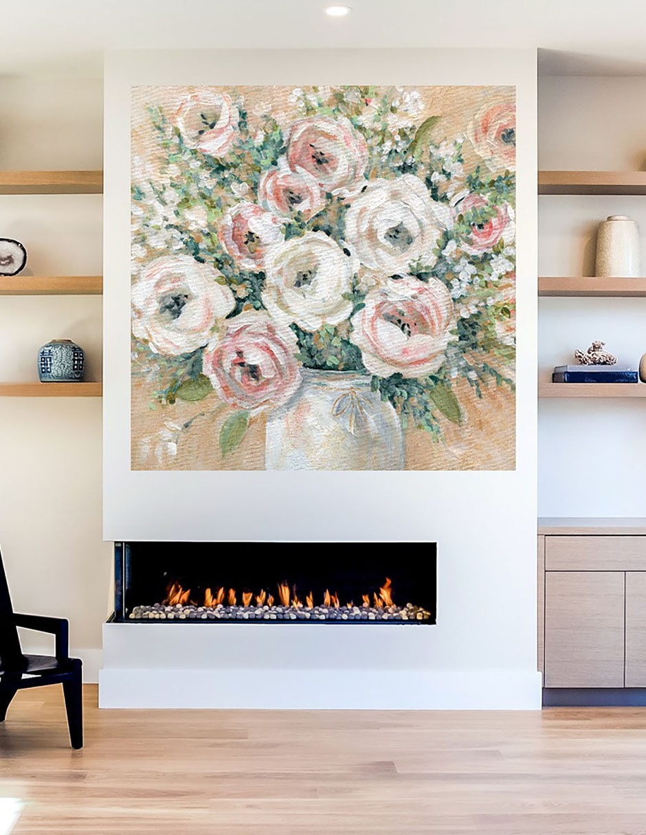 Cuadro decorativo Bonito en rosa técnica mixta Floreros 5