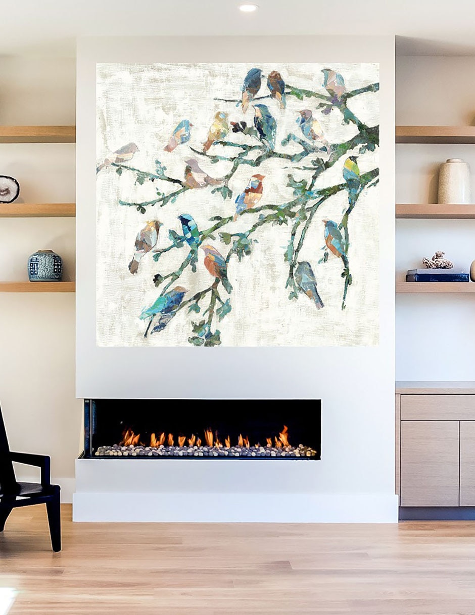 Cuadro decorativo Alas de Primavera I técnica mixta Aves Silvestres 5