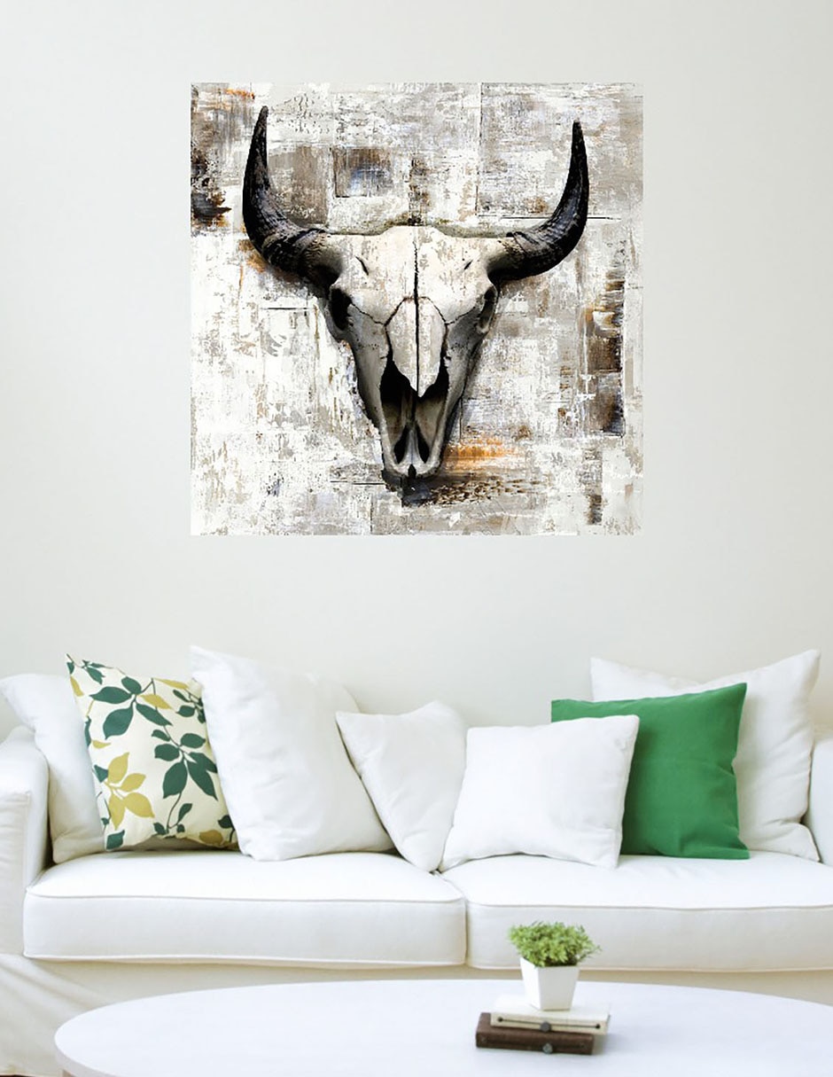Cuadro decorativo Cráneo de vaca blanca técnica mixta Objetos 3