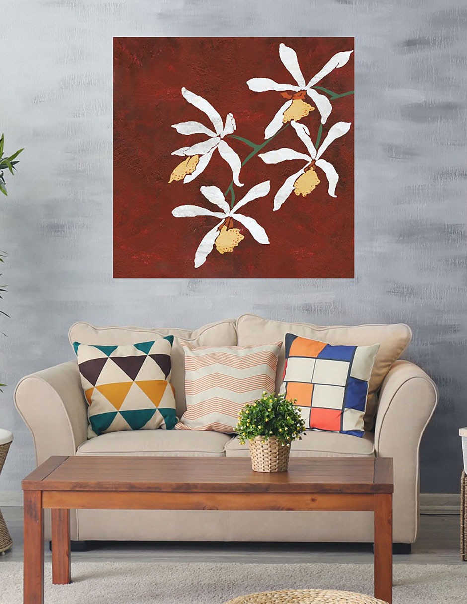 Cuadro decorativo Floral roja técnica mixta Floración 2