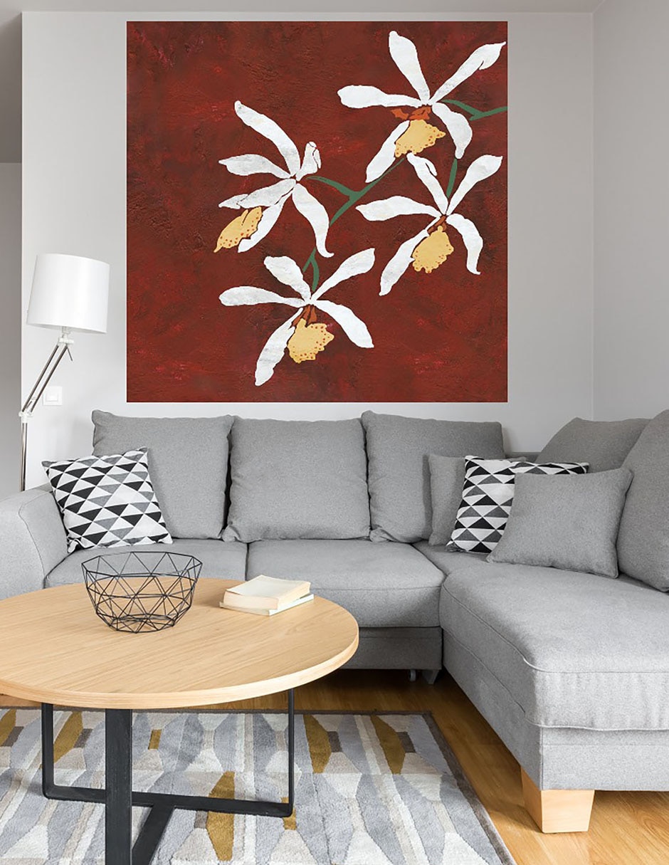 Cuadro decorativo Floral roja técnica mixta Floración 4