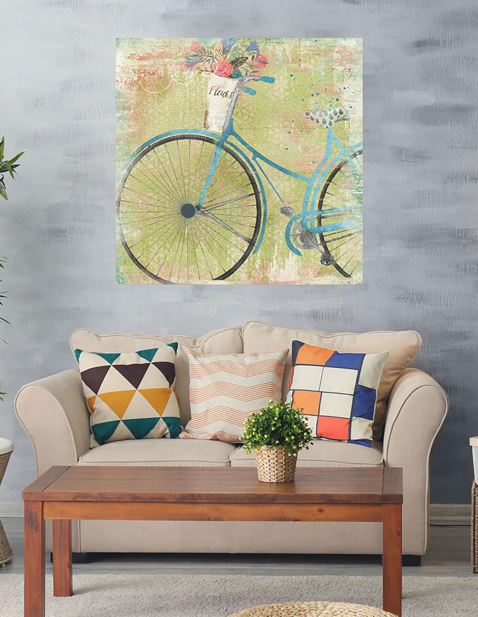 Cuadro decorativo Azul de bicicleta técnica mixta Primavera 2