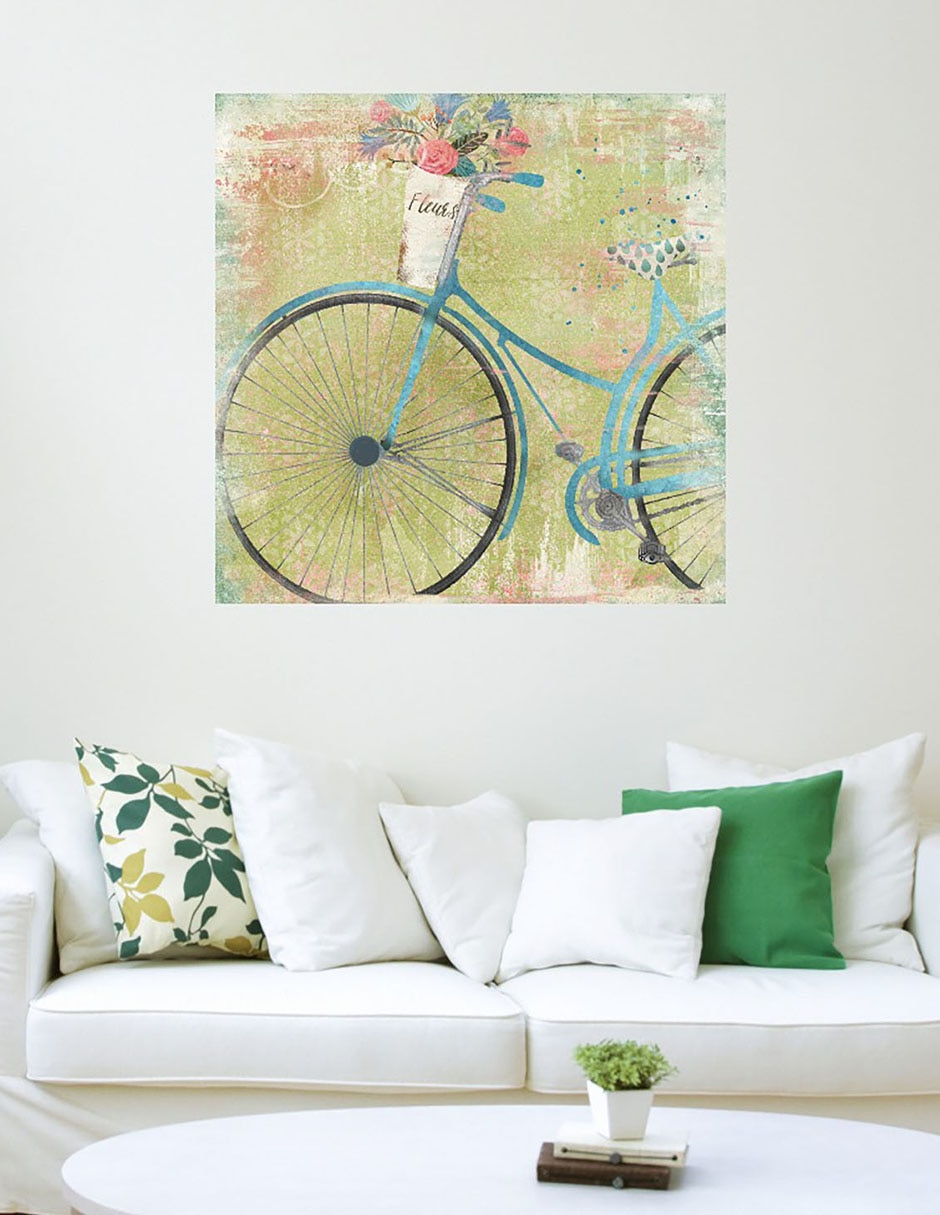 Cuadro decorativo Azul de bicicleta técnica mixta Primavera 3
