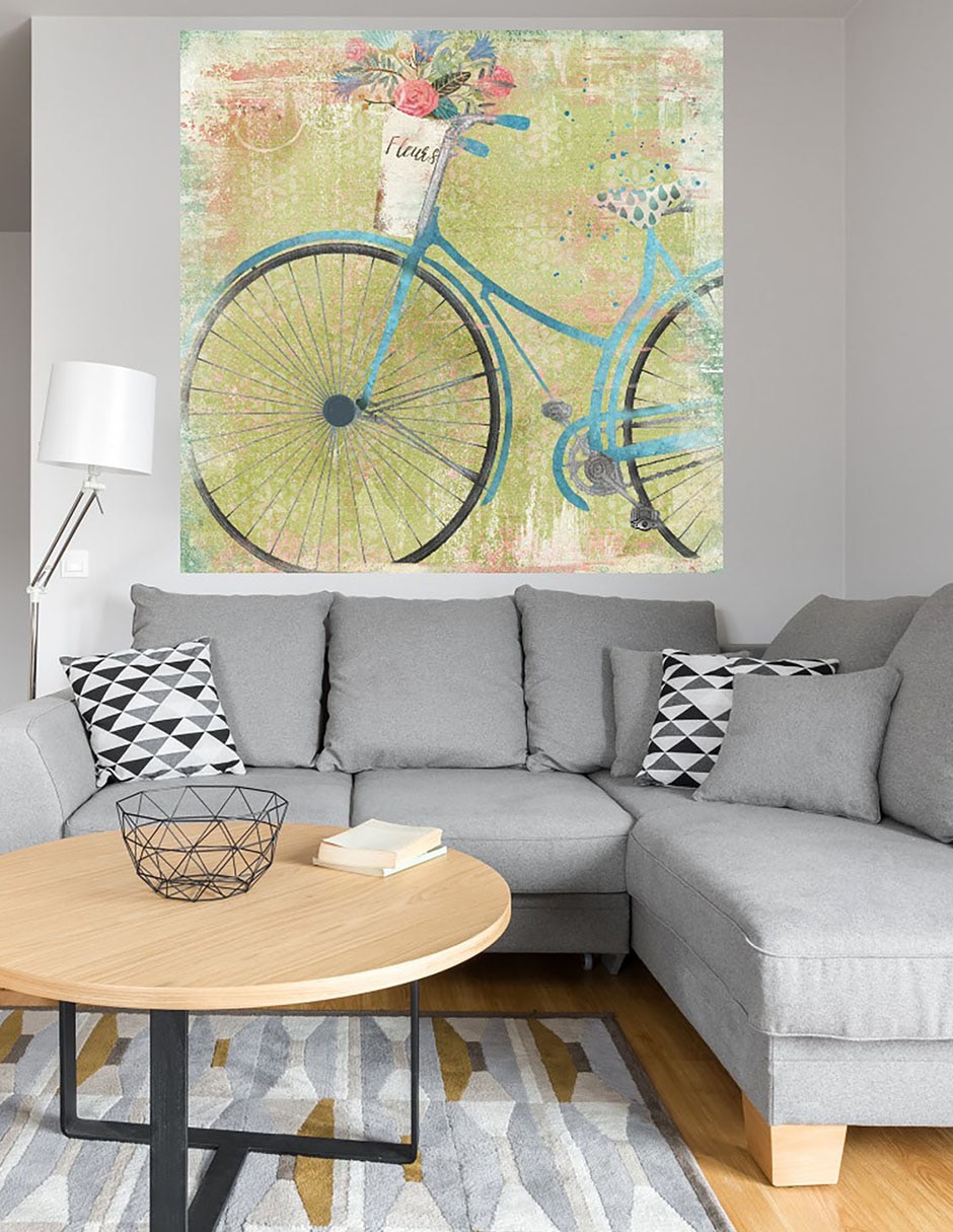 Cuadro decorativo Azul de bicicleta técnica mixta Primavera 4