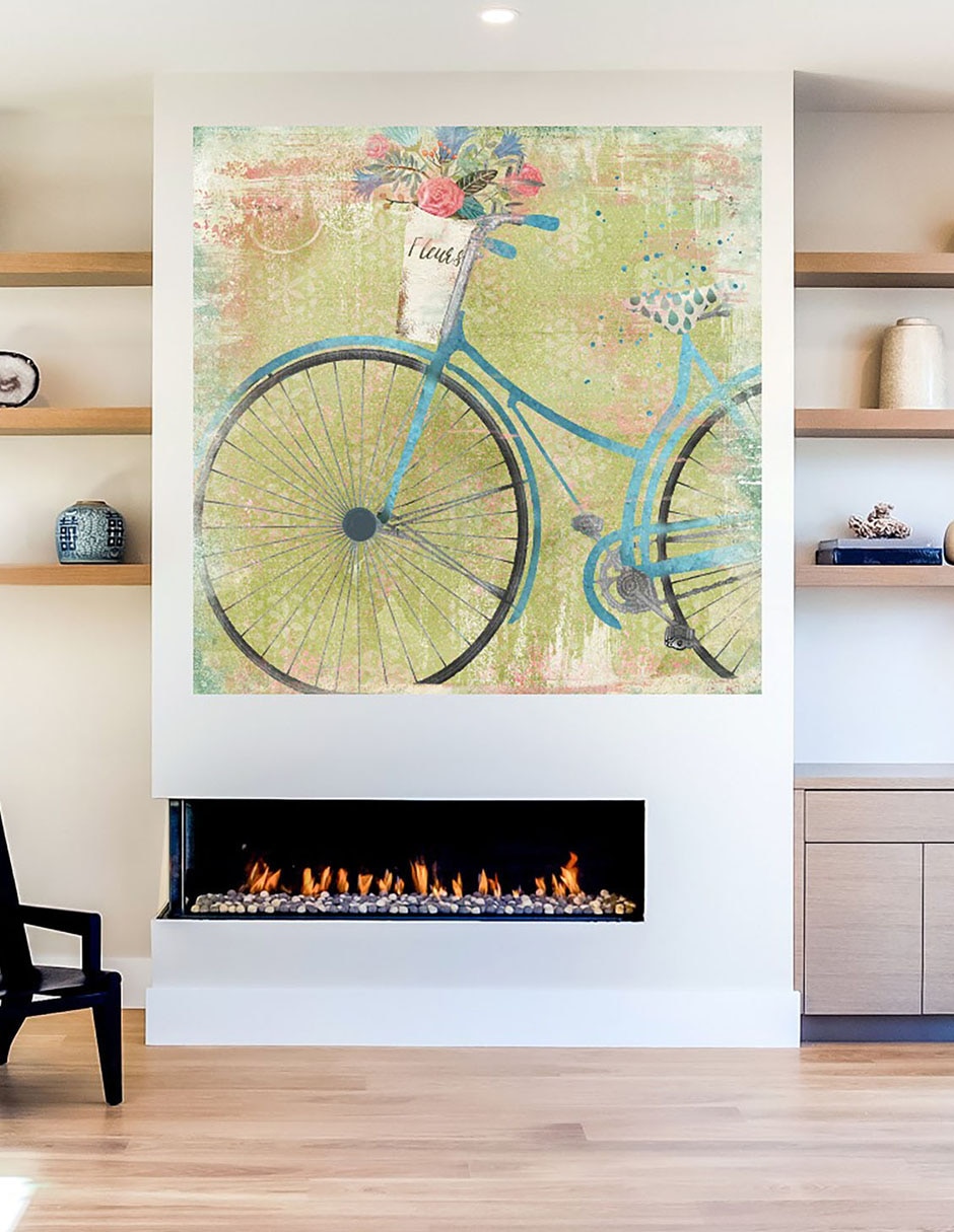 Cuadro decorativo Azul de bicicleta técnica mixta Primavera 5