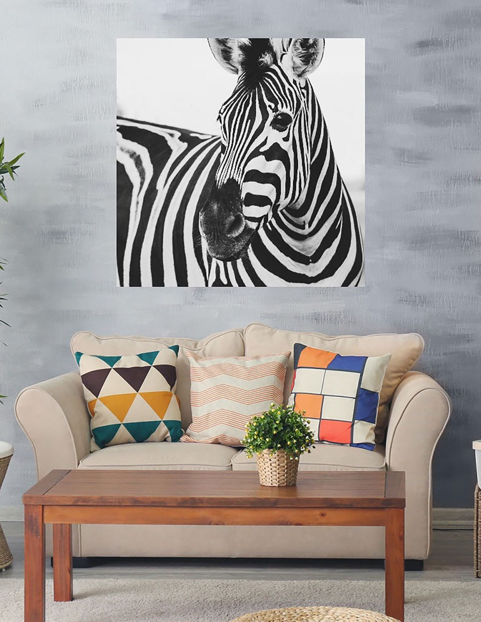Cuadro decorativo Cebra de cerca técnica mixta Vida Silvestre 2