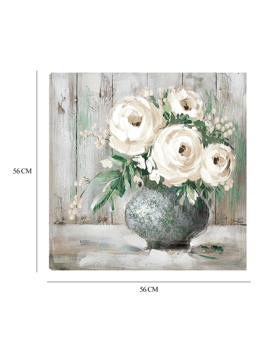 Cuadro decorativo Flor Blanca y Sabia I técnica mixta Floreros 6