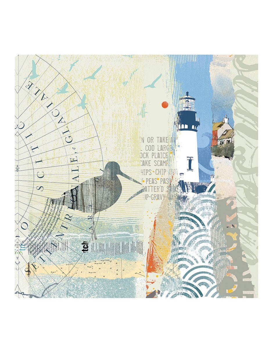 Cuadro decorativo Collage costero técnica mixta Faros Cuadro decorativo Collage costero técnica mixta Faros