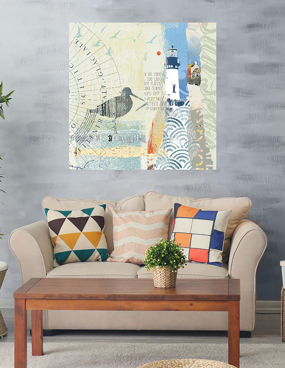Cuadro decorativo Collage costero técnica mixta Faros 2