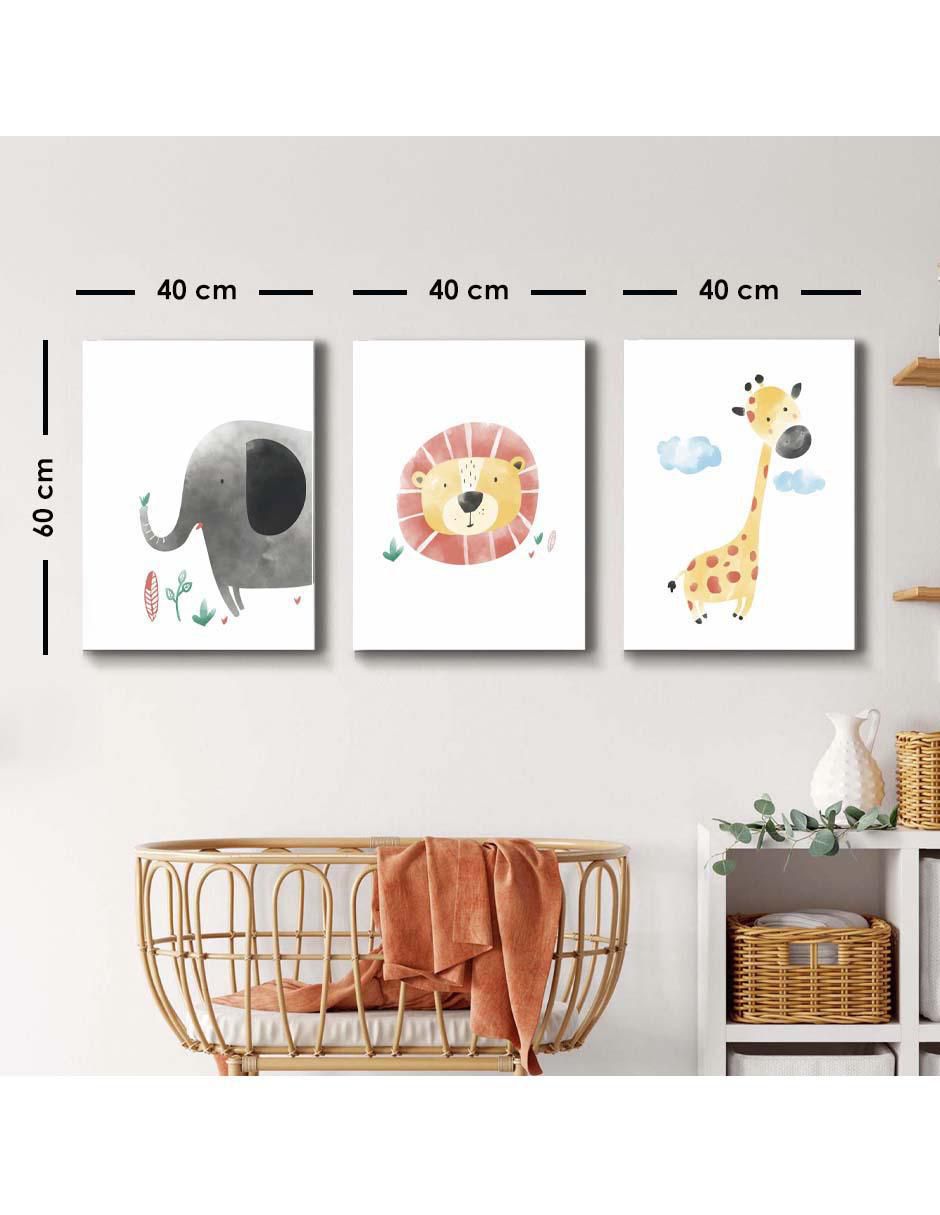 Cuadro decorativo set de animales infantiles en acuarela con barniz a registro 5