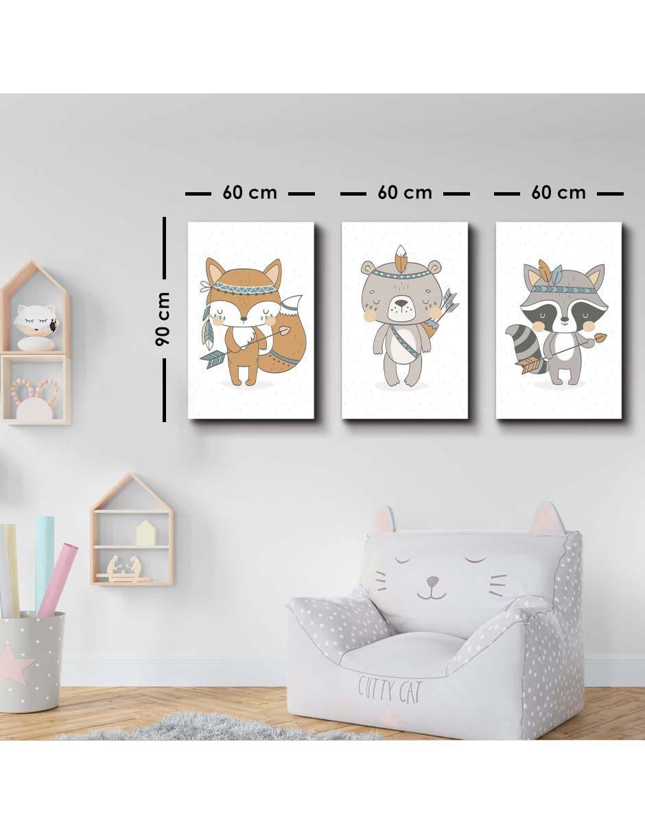 Cuadro decorativo set de animalitos apaches con flechas con barniz a registro 5
