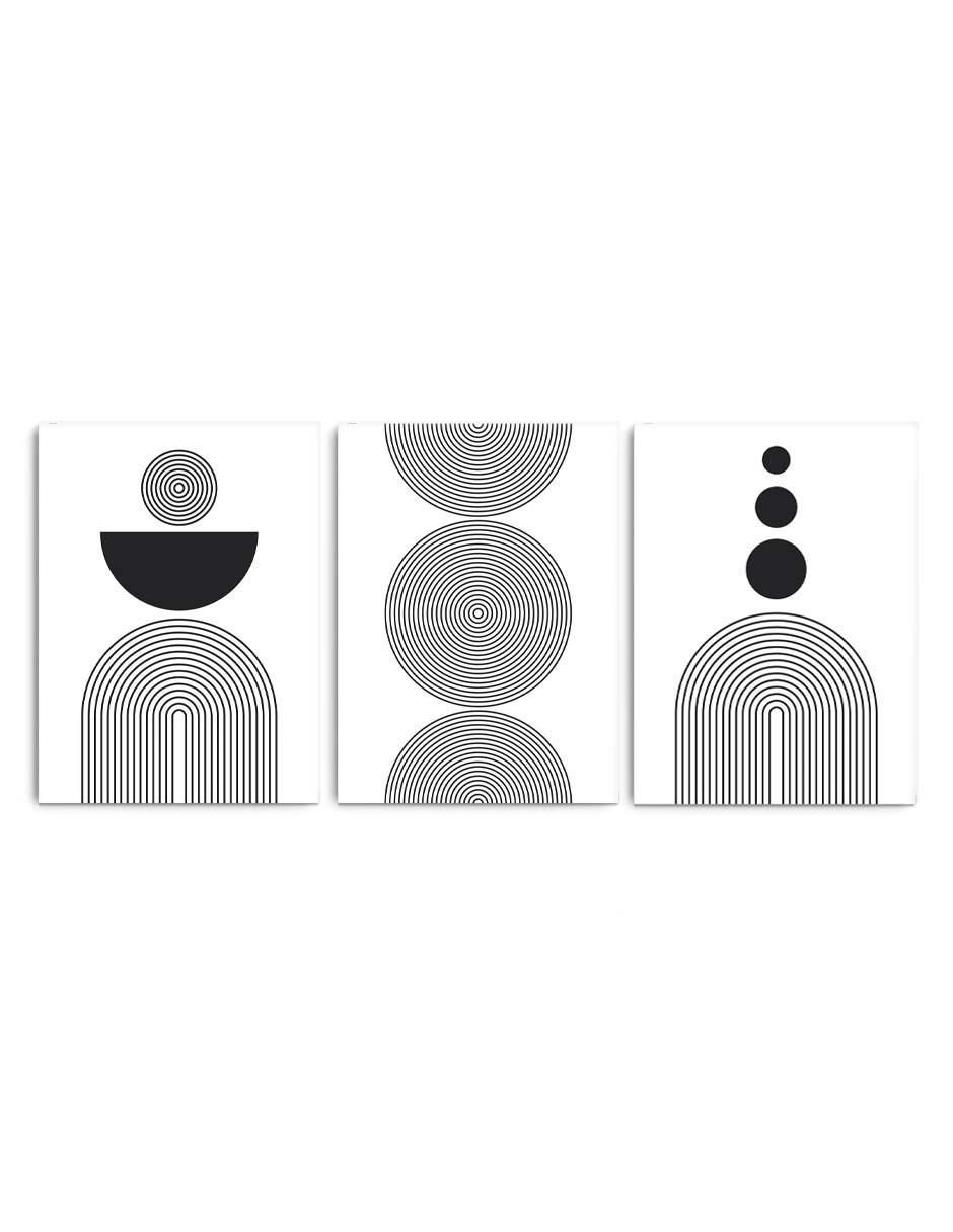 Cuadro decorativo set de arte abstracto minimalista en negro con barniz a registro Cuadro decorativo set de arte abstracto minimalista en negro con barniz a registro