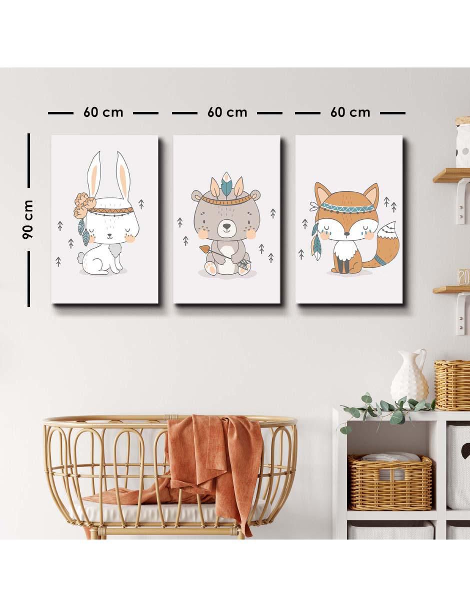 Cuadro decorativo set de animalitos apaches del norte con barniz a registro 5