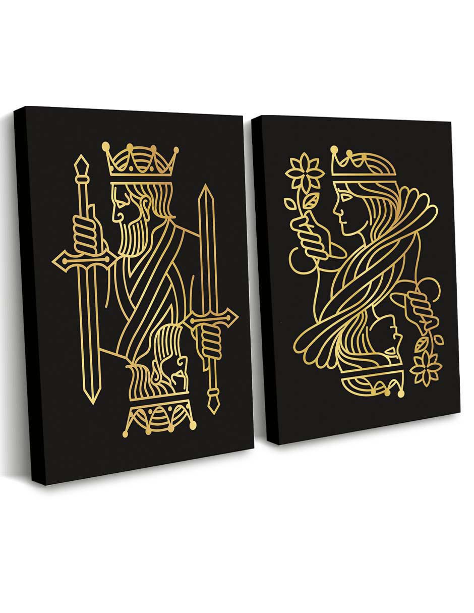 Cuadro decorativo set de pareja de reyes de cartas con barniz a registro 2