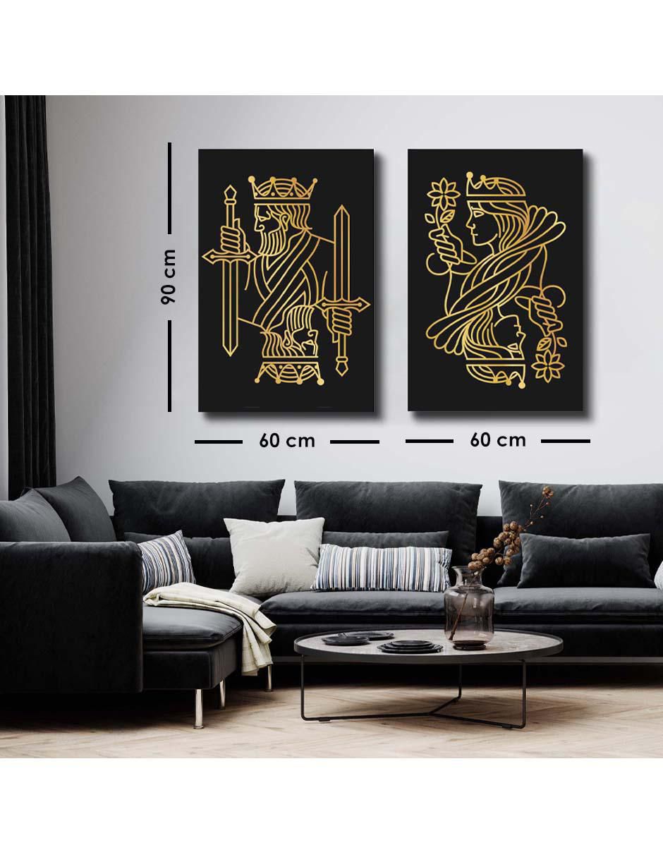 Cuadro decorativo set de pareja de reyes de cartas con barniz a registro 5