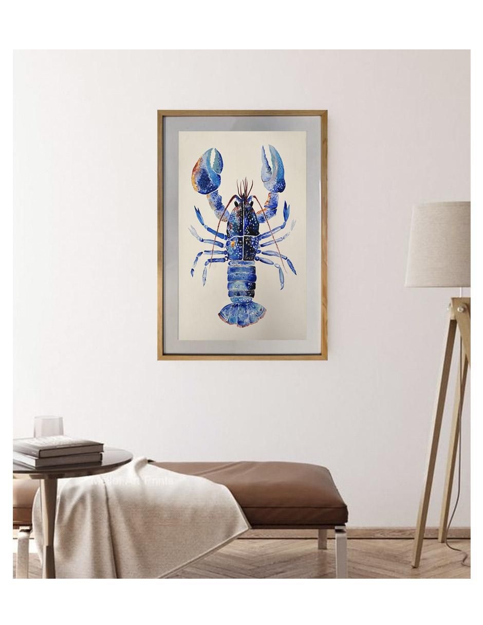 Pintura Langosta técnica acrílico Frutas del mar 2