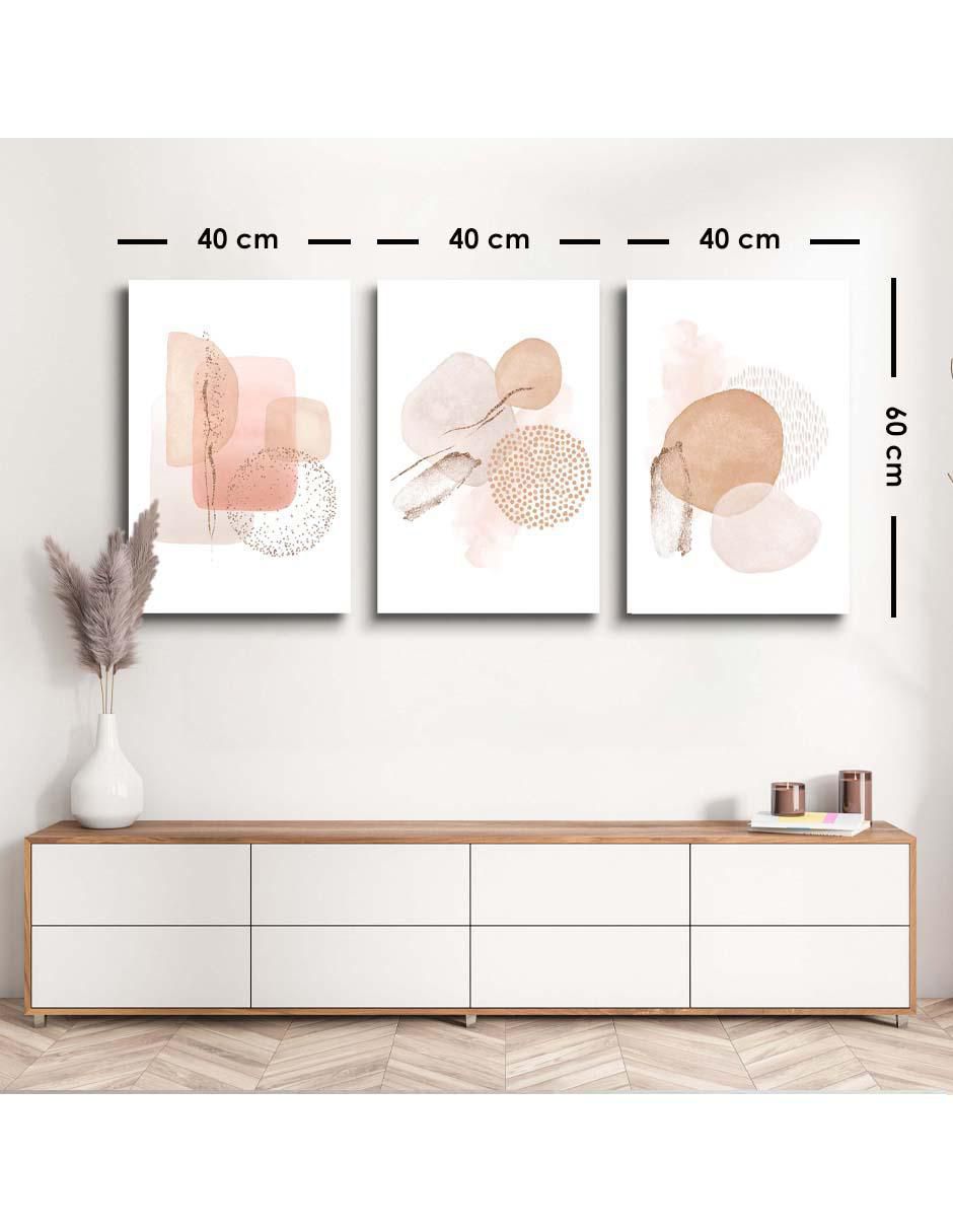 Cuadro decorativo set de abstracto rosa y marfil con barniz a registro 5