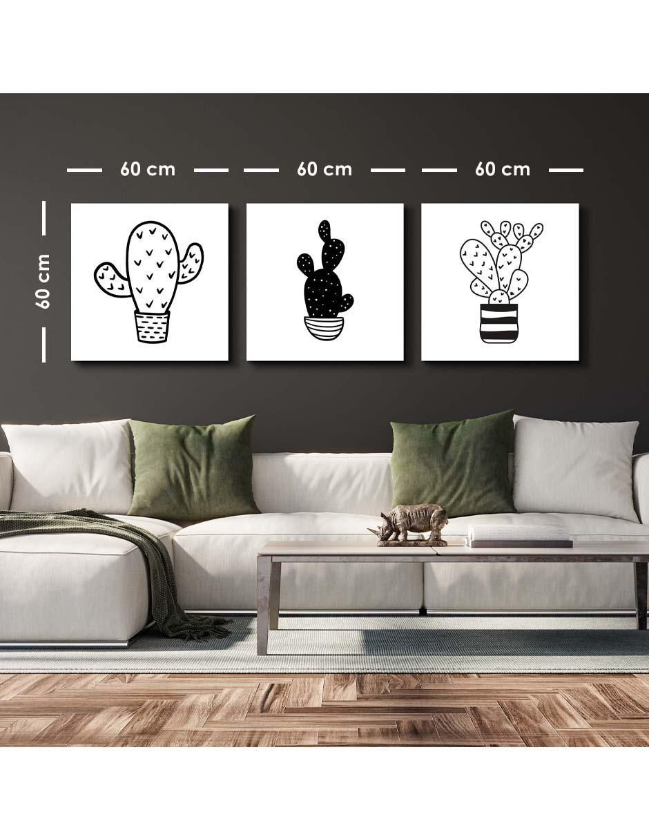Cuadro decorativo set de cactus caricaturizado con barniz a registro 5