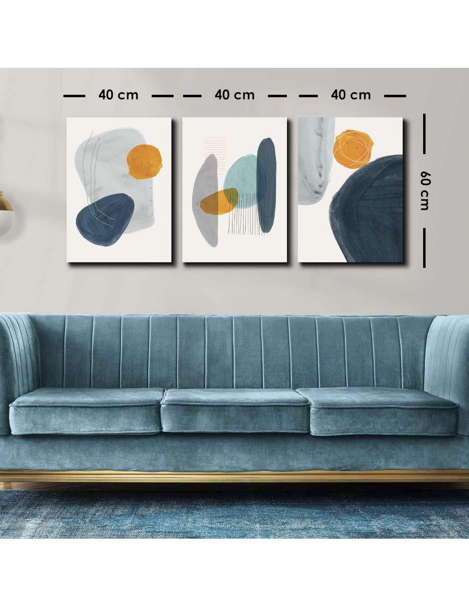 Cuadro decorativo set de figuras abstractas con grises con barniz a registro 5