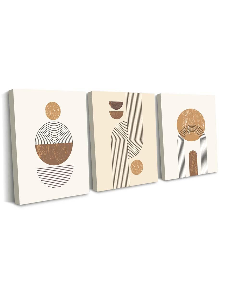 Cuadro decorativo set de figuras geométricas con rayas con barniz a registro 2