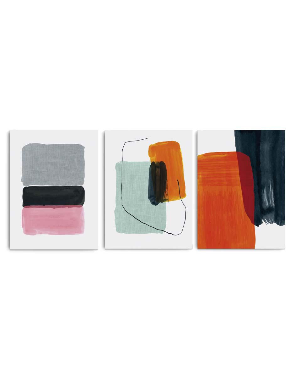 Cuadro decorativo set de imprecisas figuras reflexivas con barniz a registro