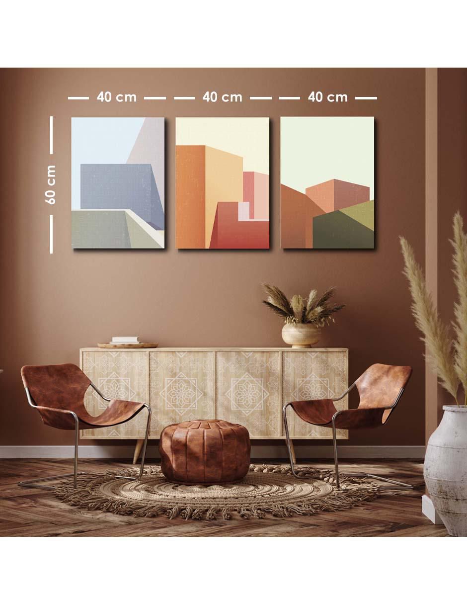 Cuadro decorativo set de edificios geométricos con barniz a registro 5