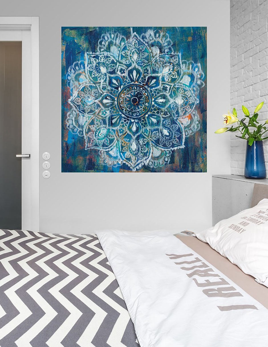 Cuadro decorativo Mandala en azul II técnica mixta Formas 5