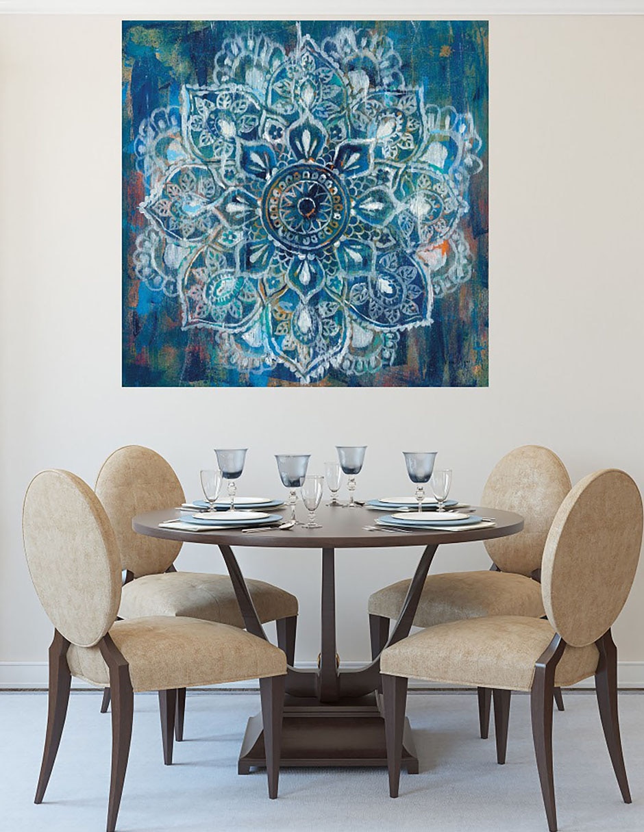 Cuadro decorativo Mandala en azul II técnica mixta Formas 6