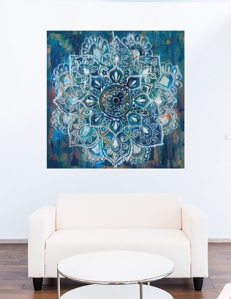 Cuadro decorativo Mandala en azul II técnica mixta Formas 7