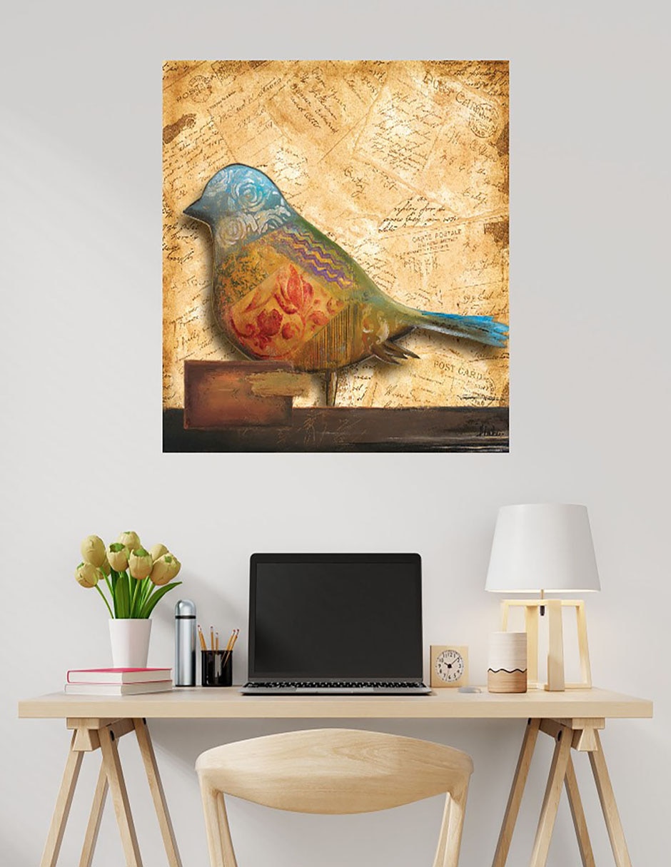 Cuadro decorativo Pajaro en collage I técnica mixta Aves Silvestres 5