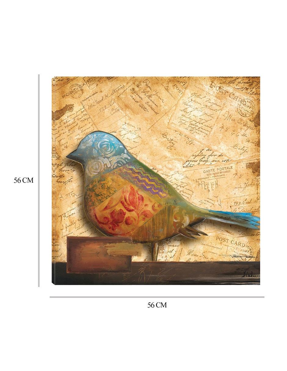 Cuadro decorativo Pajaro en collage I técnica mixta Aves Silvestres 2