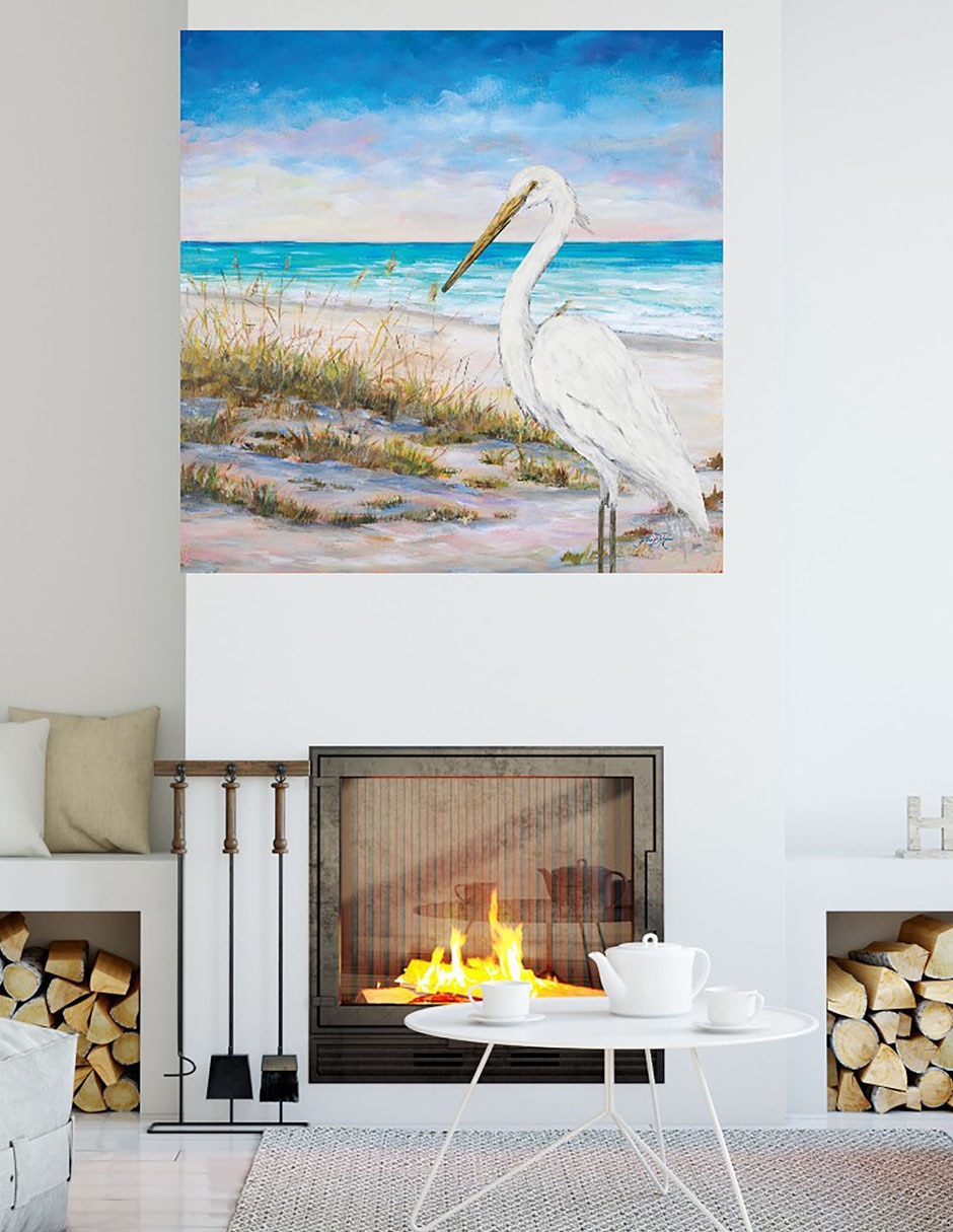 Cuadro decorativo Garza en la playa técnica mixta Aves Silvestres 6