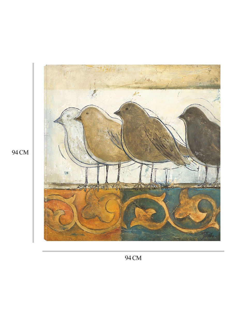 Cuadro decorativo Pájaros en el damasco I técnica mixta Aves Silvestres 8