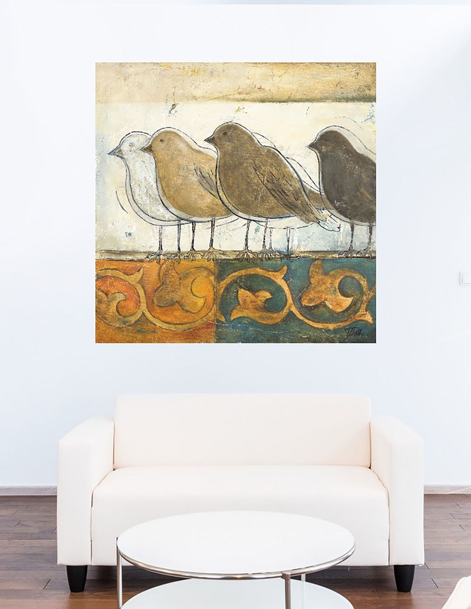 Cuadro decorativo Pájaros en el damasco I técnica mixta Aves Silvestres 7