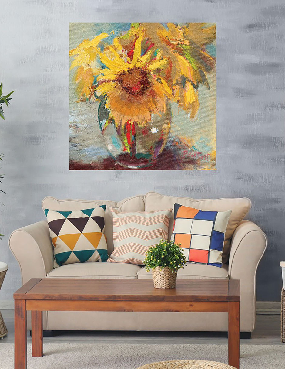Cuadro decorativo Girasoles en agua técnica mixta Girasoles 5